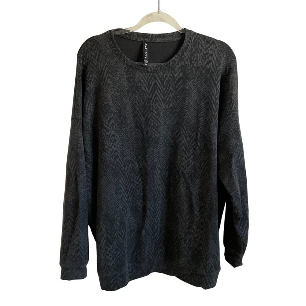 Athleta Studio to Street Black and Grey Printed Soft Sweatshirt - Size XL